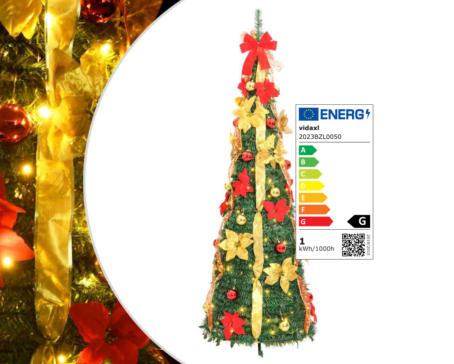 Sapin de Noël artificiel escamotable 50 LED vert 120 cm
