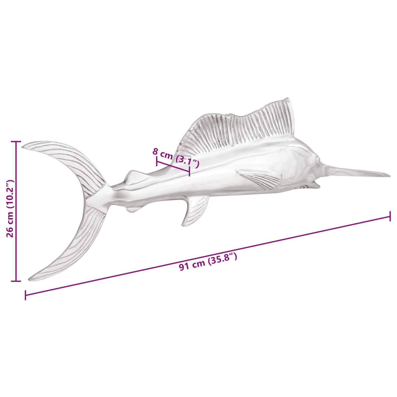 Sculpture Argent 91 x 8 x 26 cm Aluminium