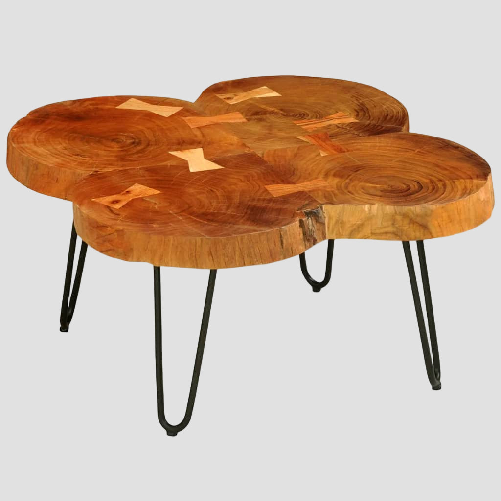 Table basse 35 cm 4 troncs Bois