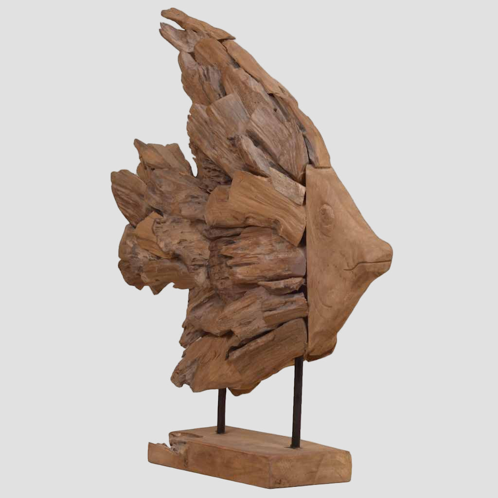 Sculpture de poisson teck 40x12x57 cm