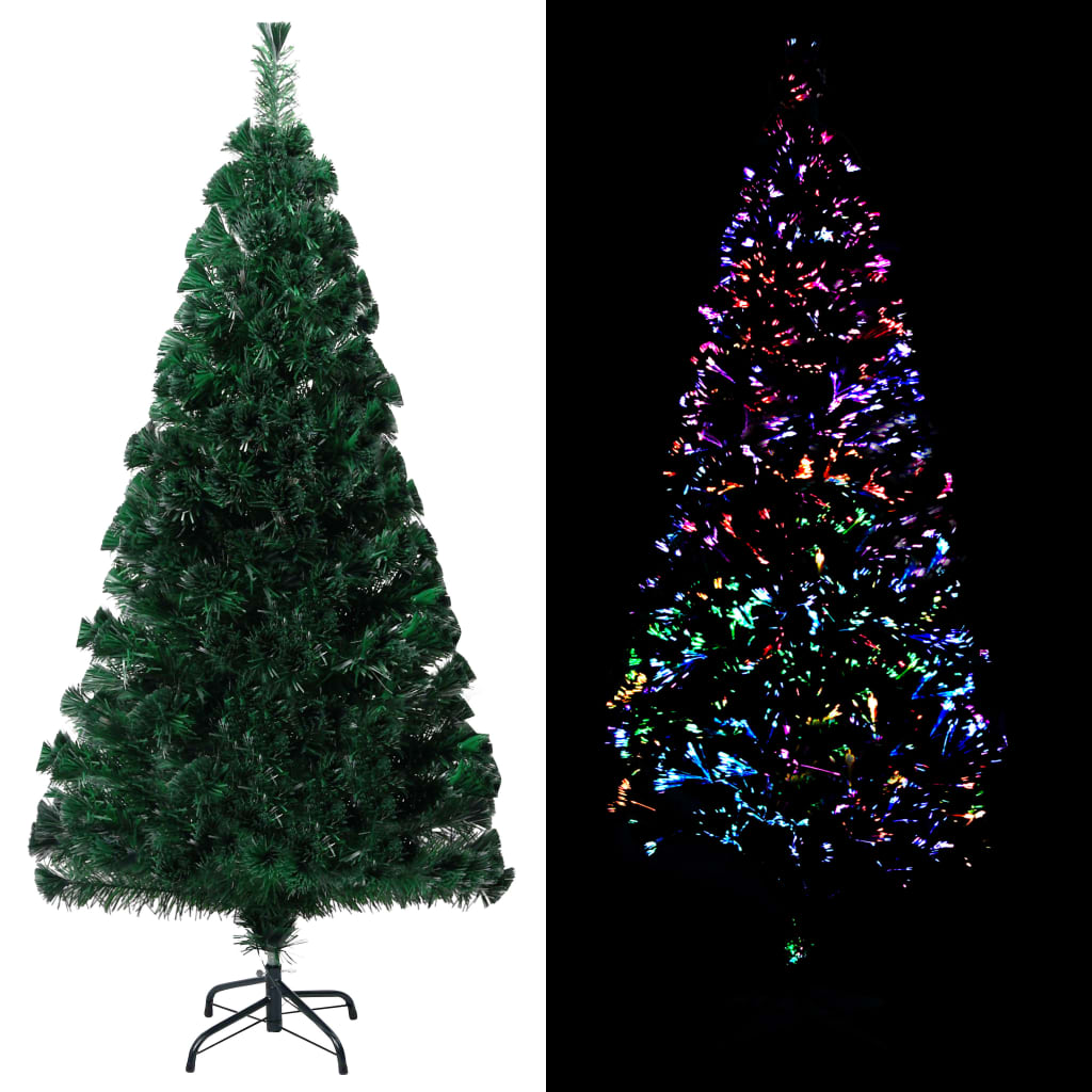 Sapin de Noël artificiel avec support vert 120 cm fibre optique