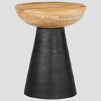 Table d'appoint noir Ø37x45 cm bois de manguier massif