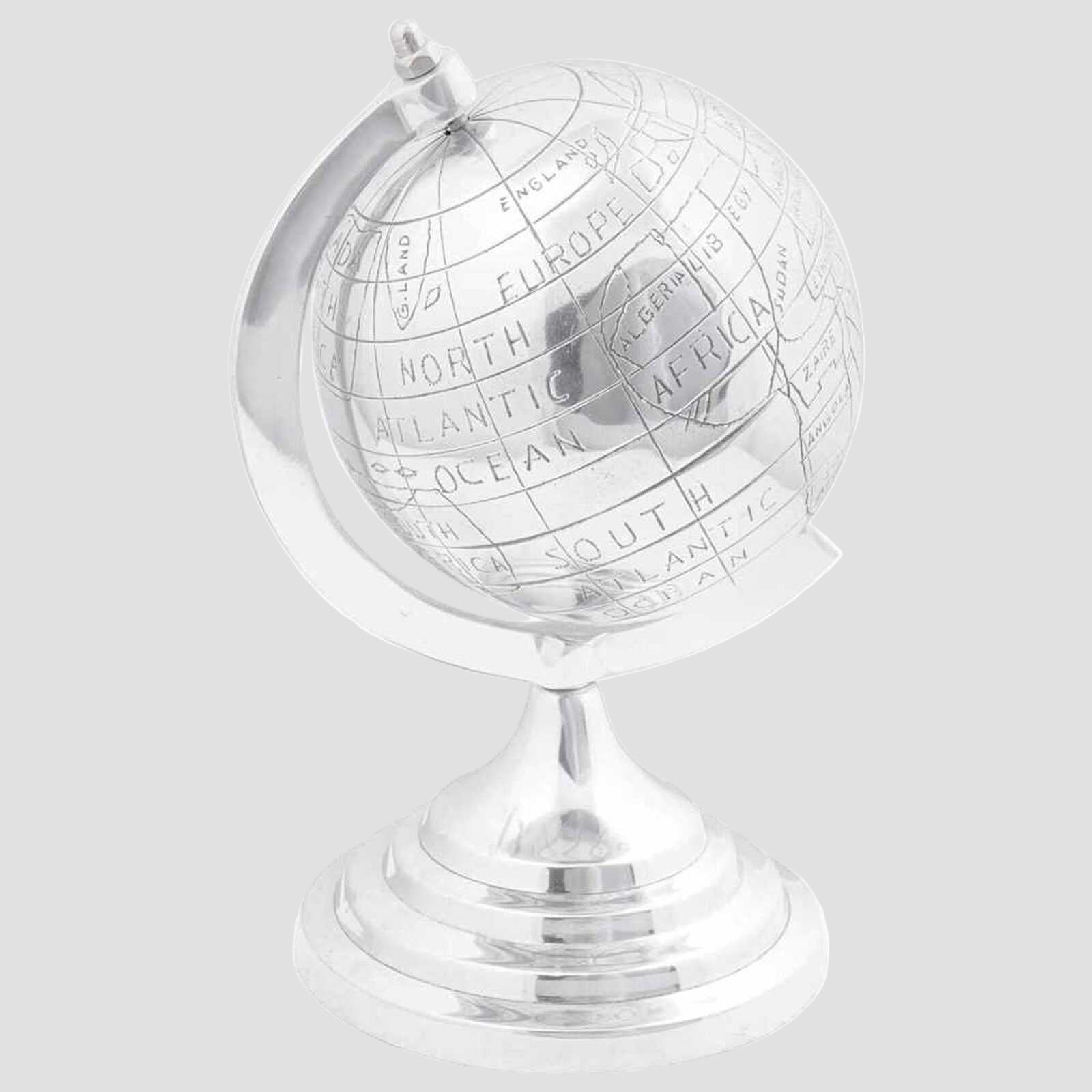 Sculpture map monde en Argent Aluminium