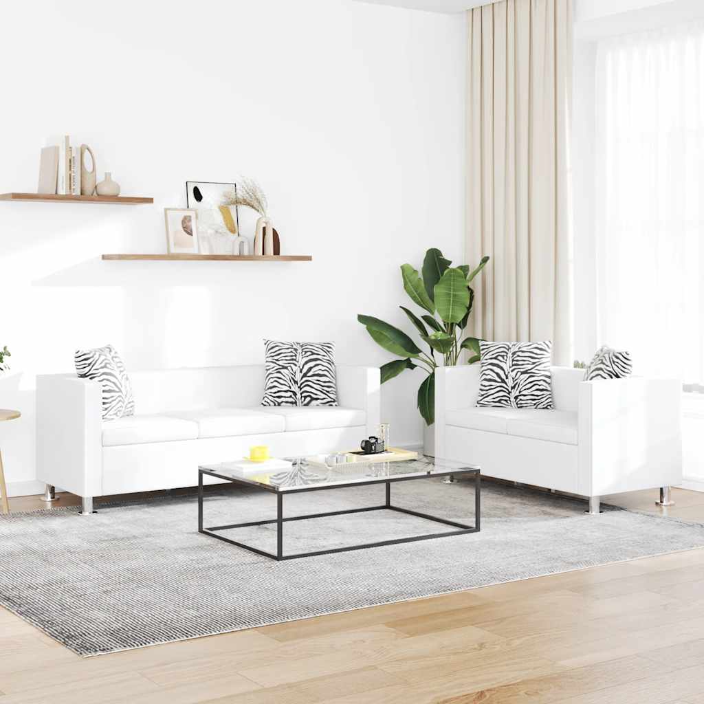 Ensemble de canapés 2 places et 3 places Cuir synthétique Blanc