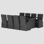 Ensemble à manger d'extérieur 9pcs coussins résine tressée noir