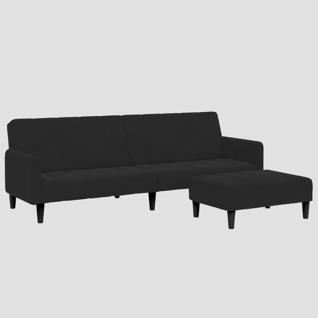 Canapé-lit 2 places avec repose-pied velours