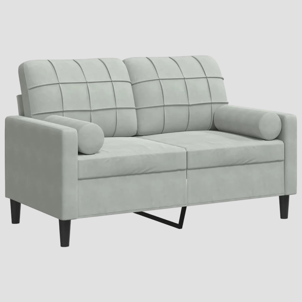 Canapé 2 places avec oreillers décoratifs 120 cm velours