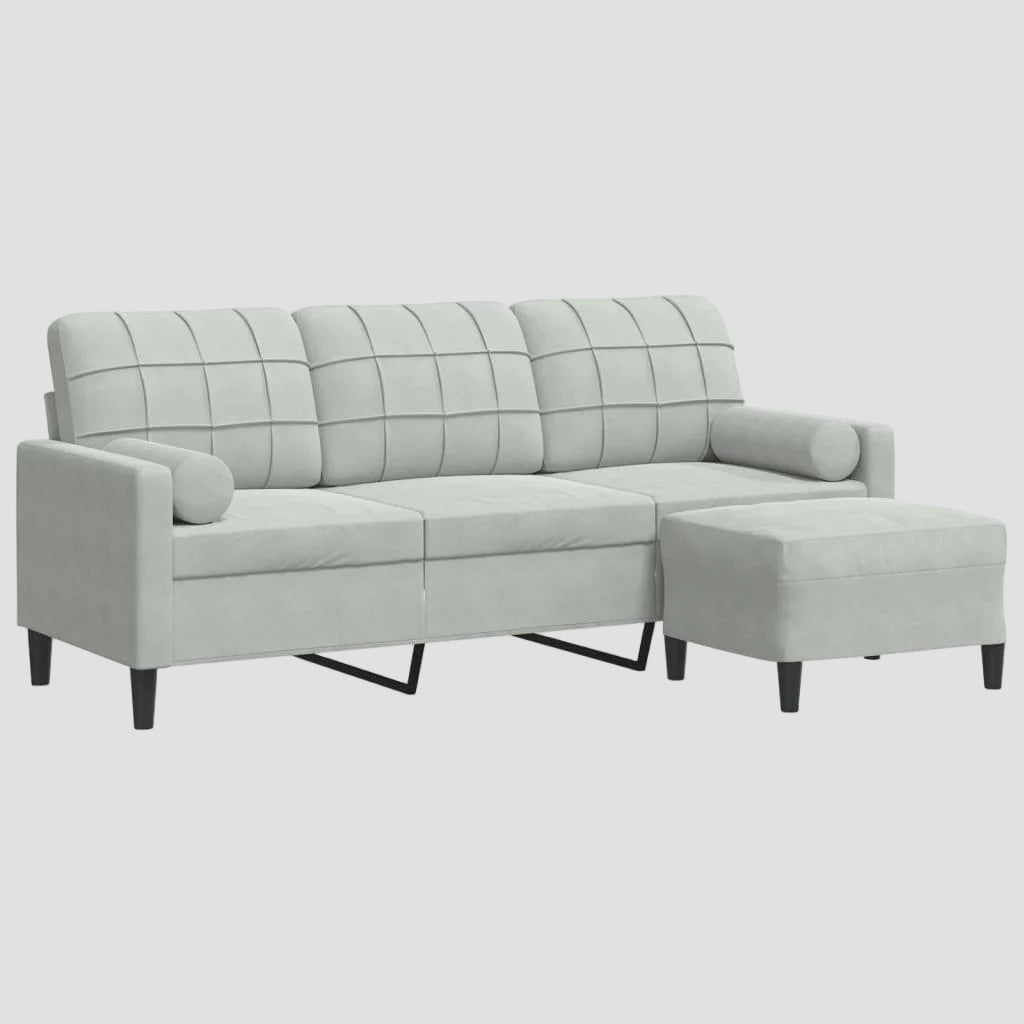 Canapé à 3 places avec repose-pieds 180 cm Velours