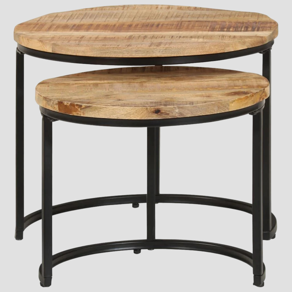 Tables gigognes 2 pcs Bois de manguier brut