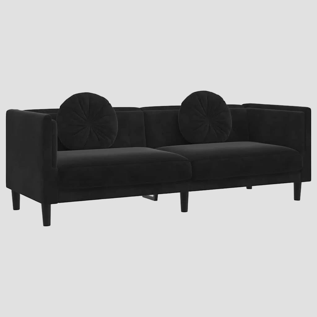 Canapé avec coussins 2 places gris clair velours