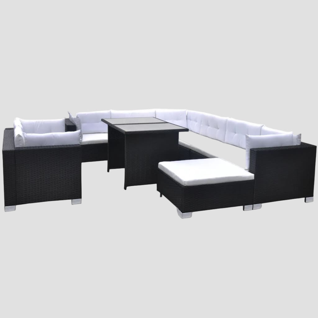 Salon de jardin 10 pcs avec coussins Résine tressée