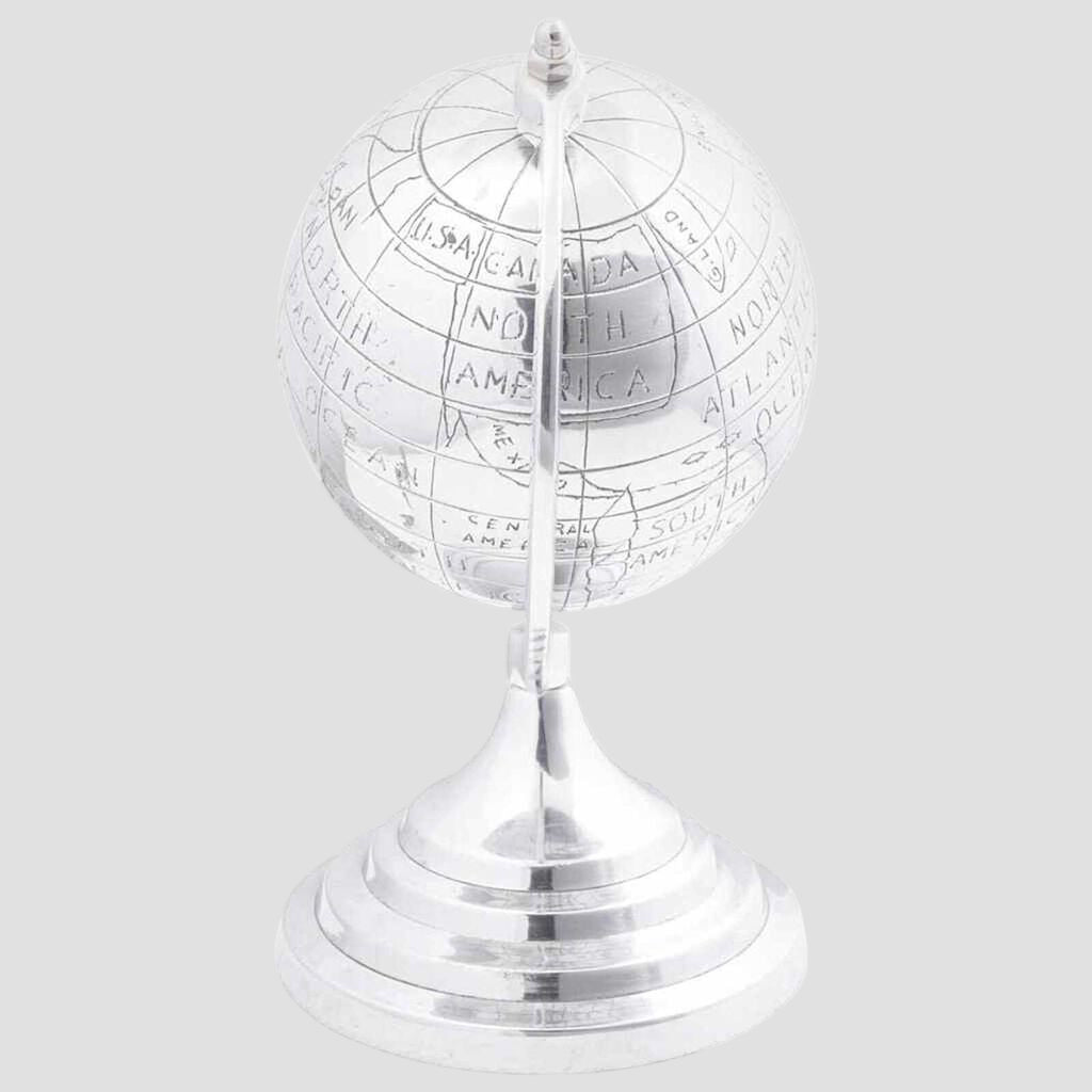 Sculpture map monde en Argent Aluminium