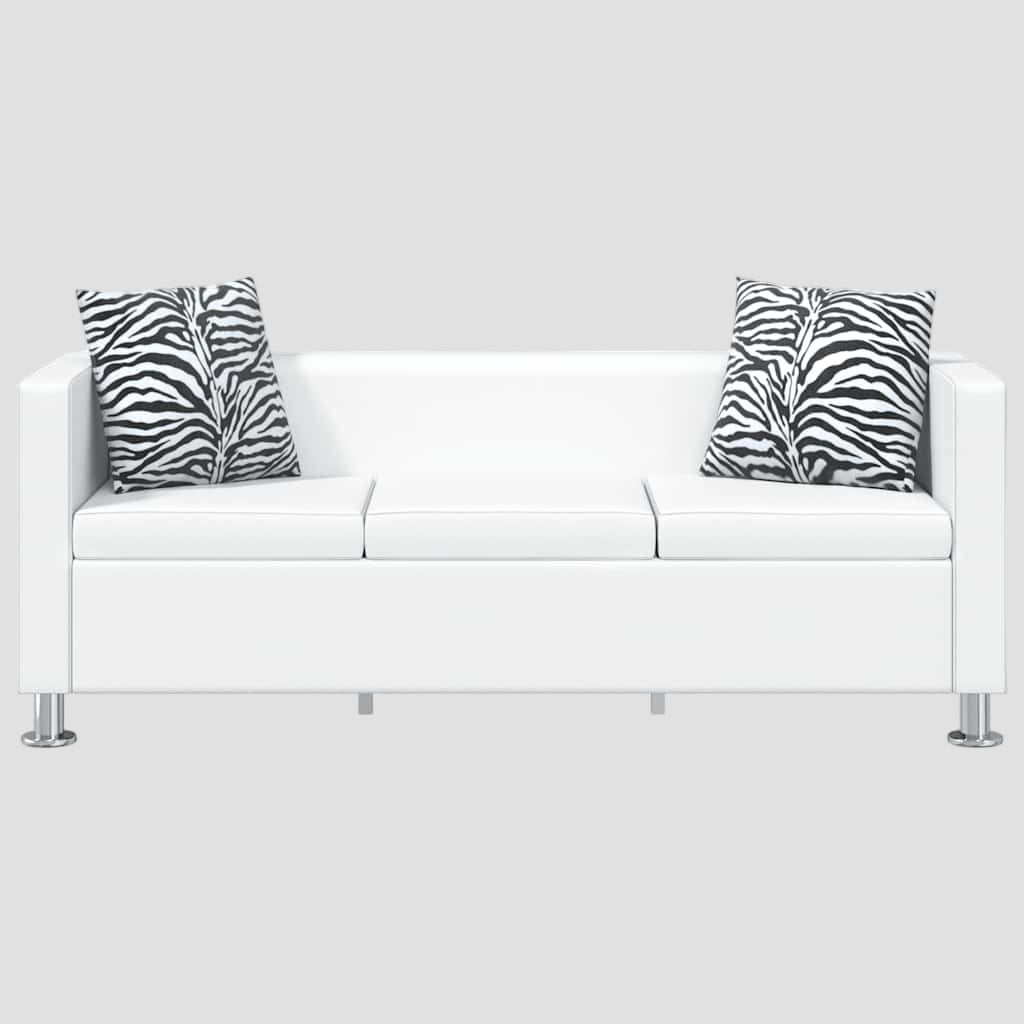 Ensemble de canapés 2 places et 3 places Cuir synthétique Blanc