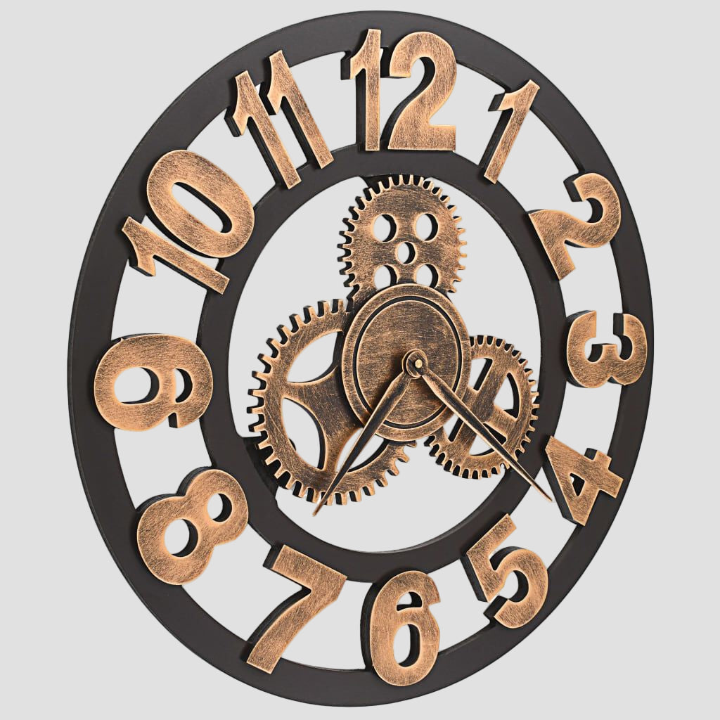 Horloge murale Métal 58 cm Doré et noir