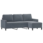 Canapé 3 places avec repose-pieds Noir velours