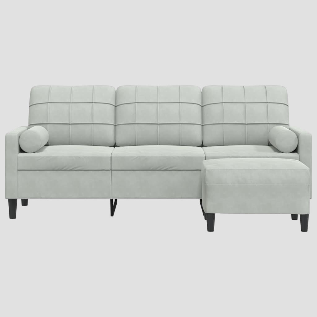 Canapé à 3 places avec repose-pieds 180 cm Velours