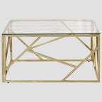 Table basse en acier inoxydable et verre trempé