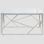 Table basse en acier inoxydable et verre trempé