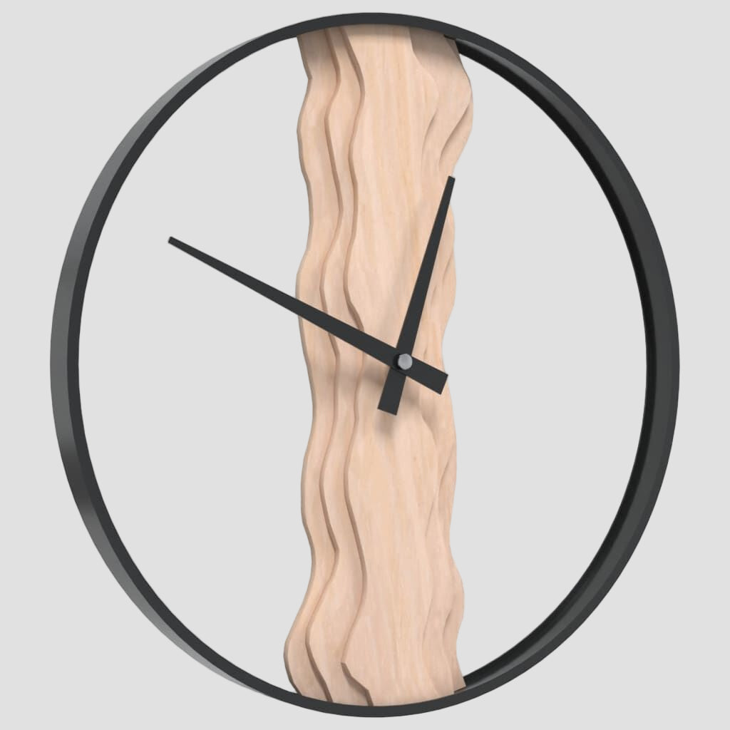 Horloge murale marron Ø35 cm fer et bois de chêne