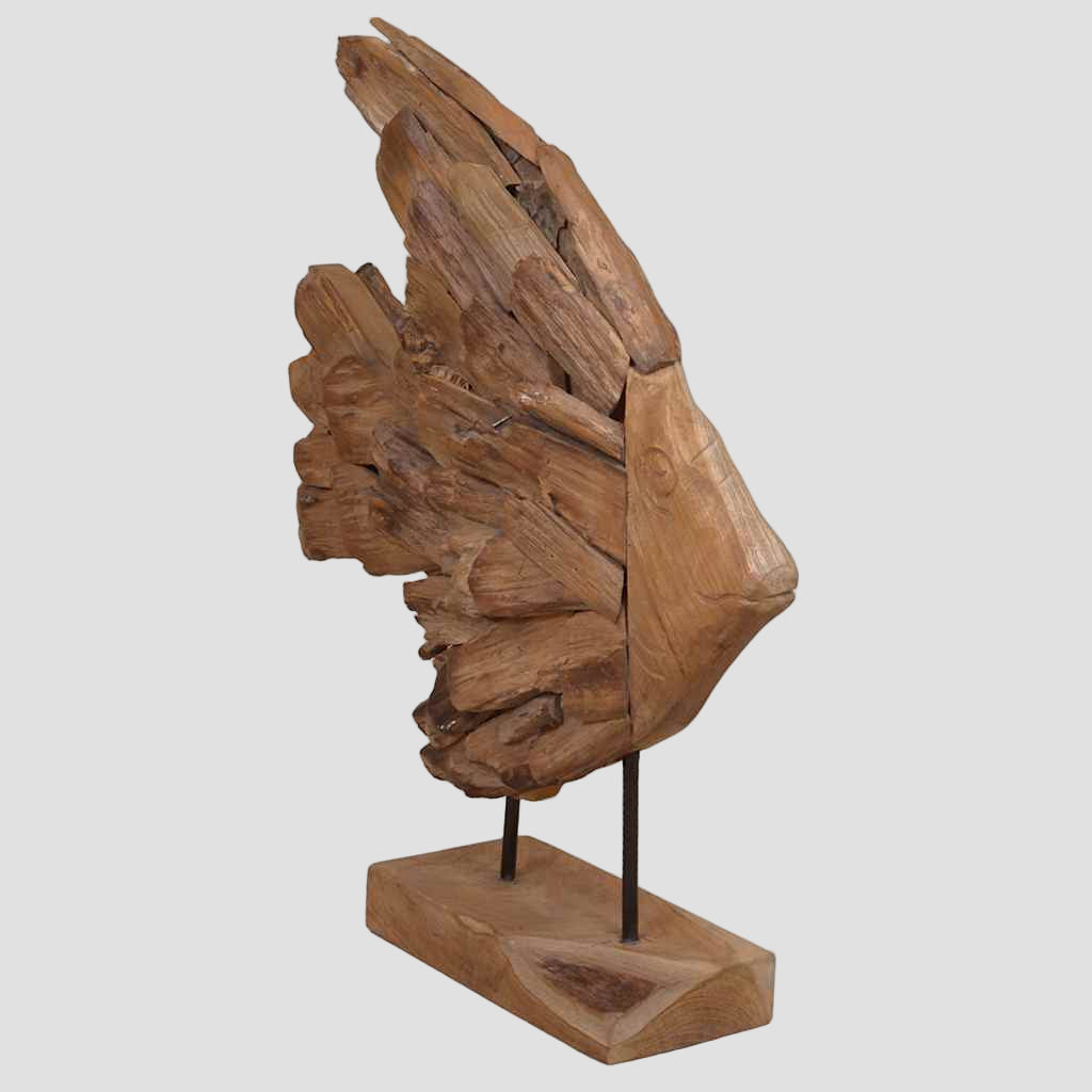 Sculpture de poisson teck 40x12x57 cm