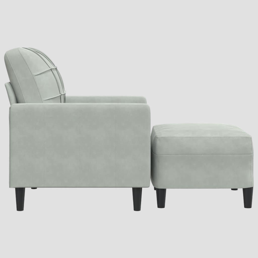 Fauteuil avec repose-pied en velours