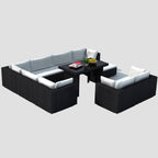 Salon de jardin 10 pcs avec coussins Résine tressée