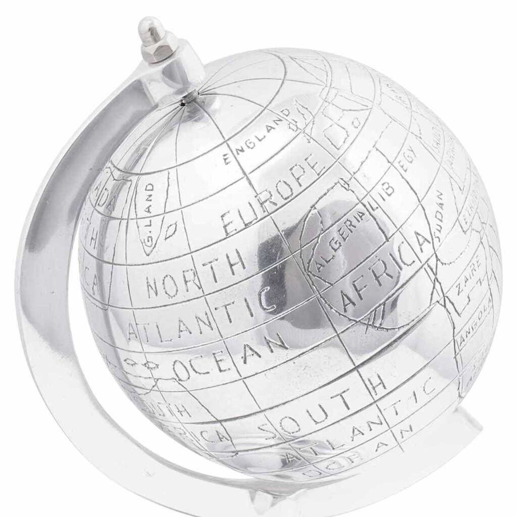 Sculpture map monde en Argent Aluminium