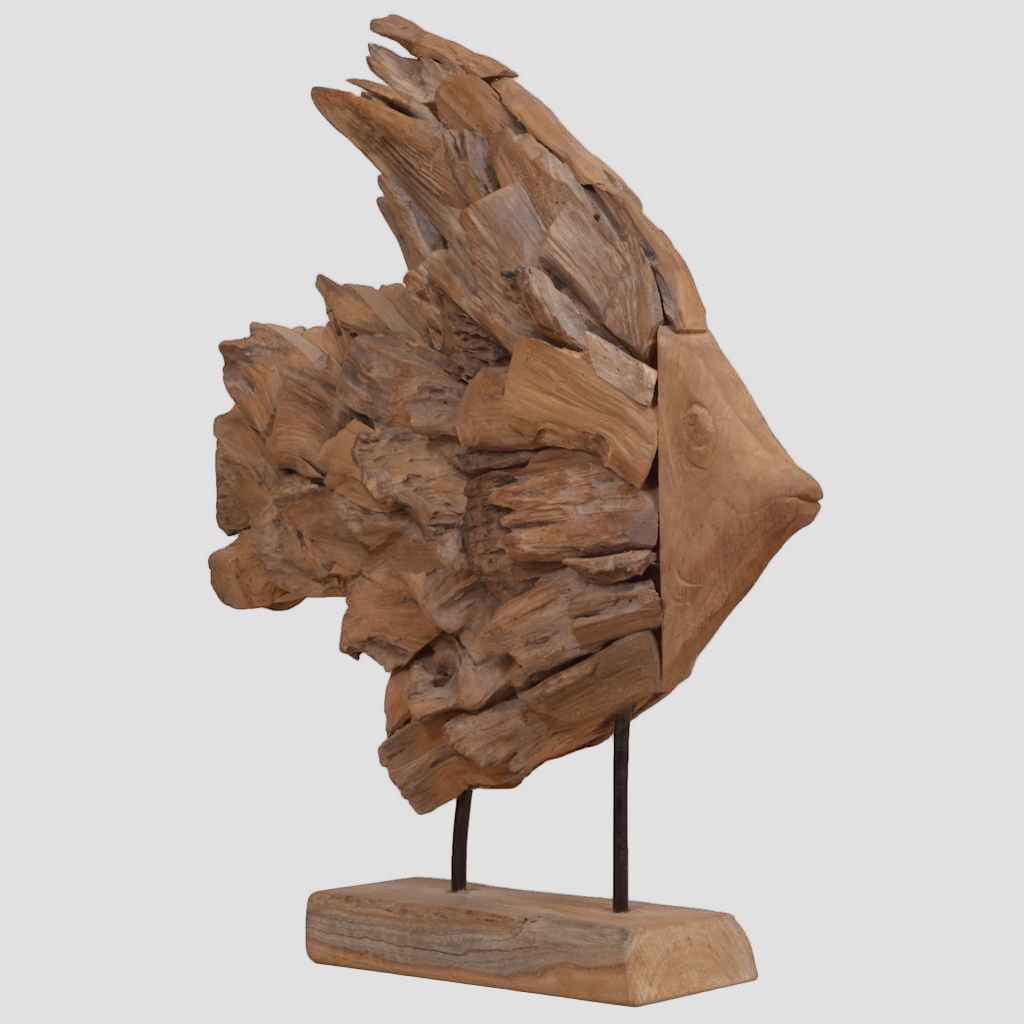 Sculpture de poisson teck 40x12x57 cm