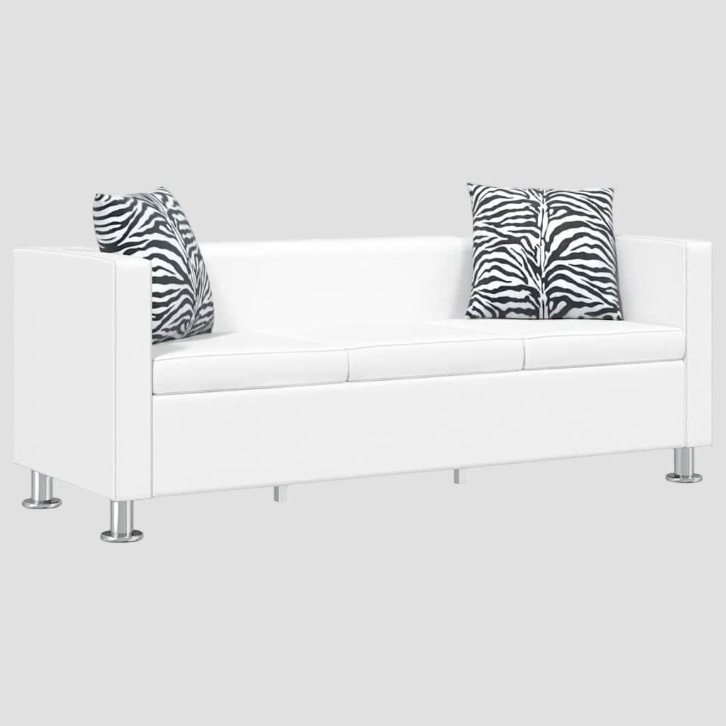 Ensemble de canapés 2 places et 3 places Cuir synthétique Blanc