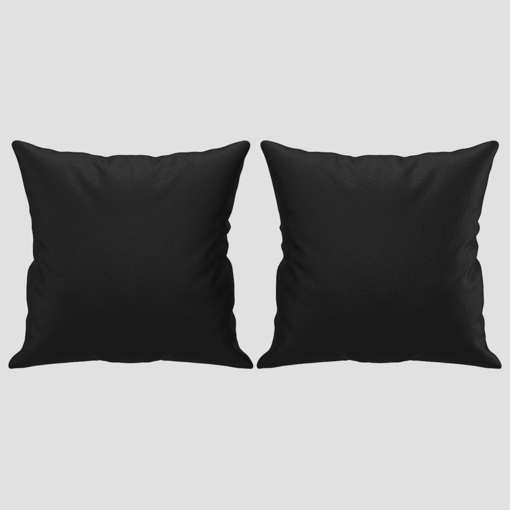 Canapé 2 places avec oreillers décoratifs noir similicuir