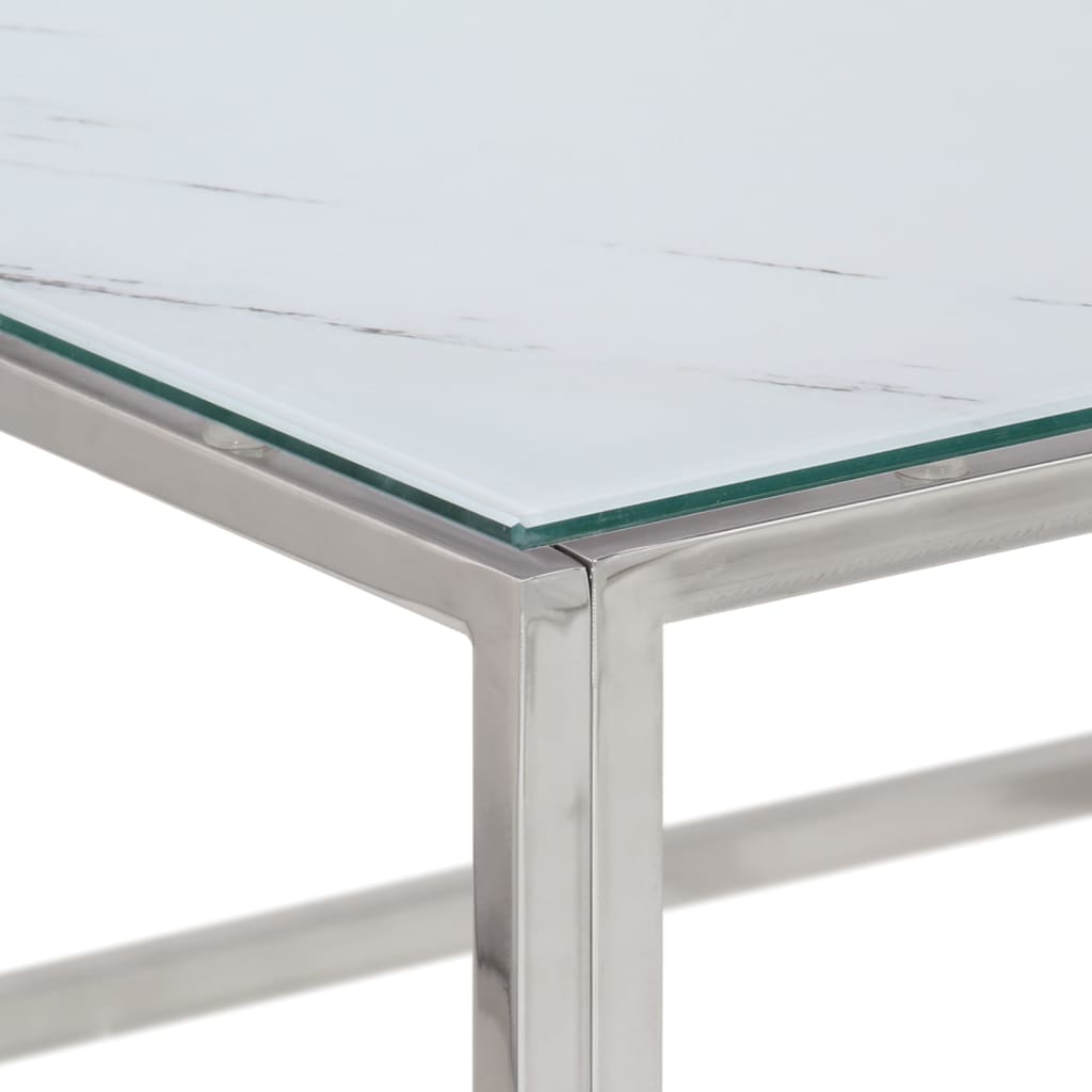Table basse en acier inoxydable et verre trempé
