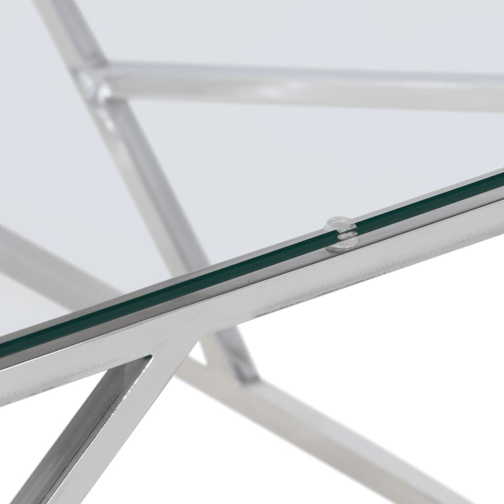 Table basse en acier inoxydable et verre trempé