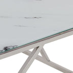 Table basse en acier inoxydable et verre trempé