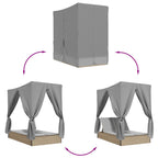 Chaise longue double avec toit et rideaux résine tressée