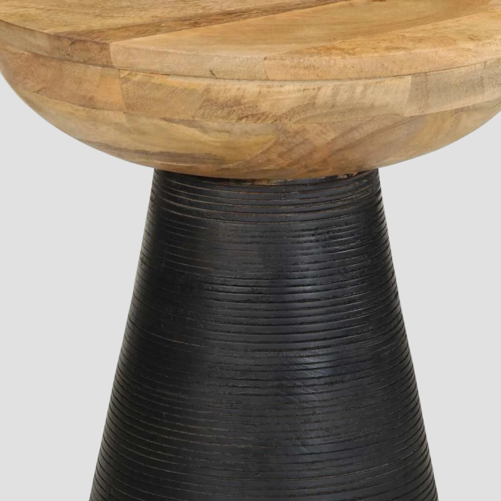 Table d'appoint noir Ø37x45 cm bois de manguier massif