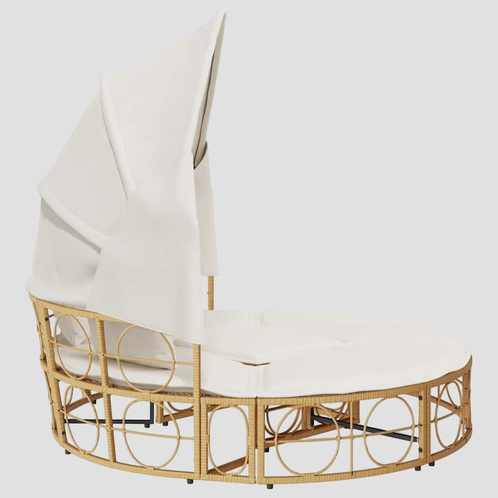 Lit de repos d'extérieur avec auvent et coussins résine tressée