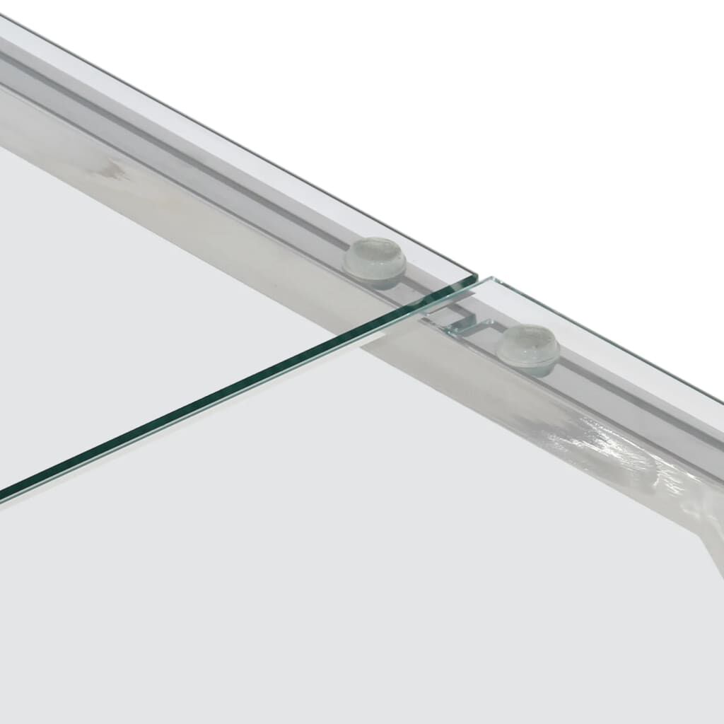 Table basse en acier inoxydable et verre trempé