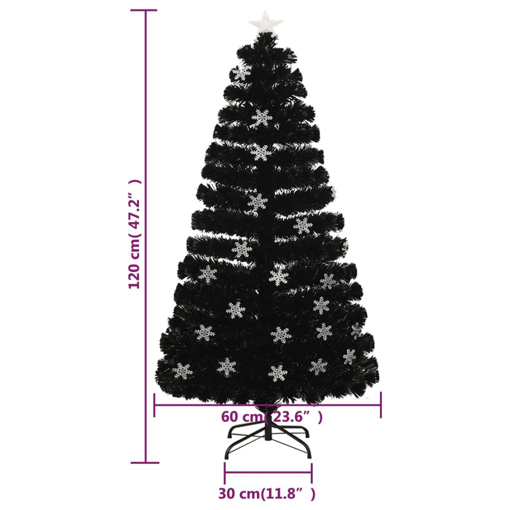 Sapin de Noël et flocons de neige LED Noir 120 cm Fibre optique