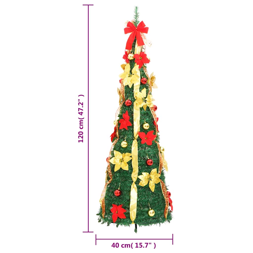 Sapin de Noël artificiel escamotable 50 LED vert 120 cm